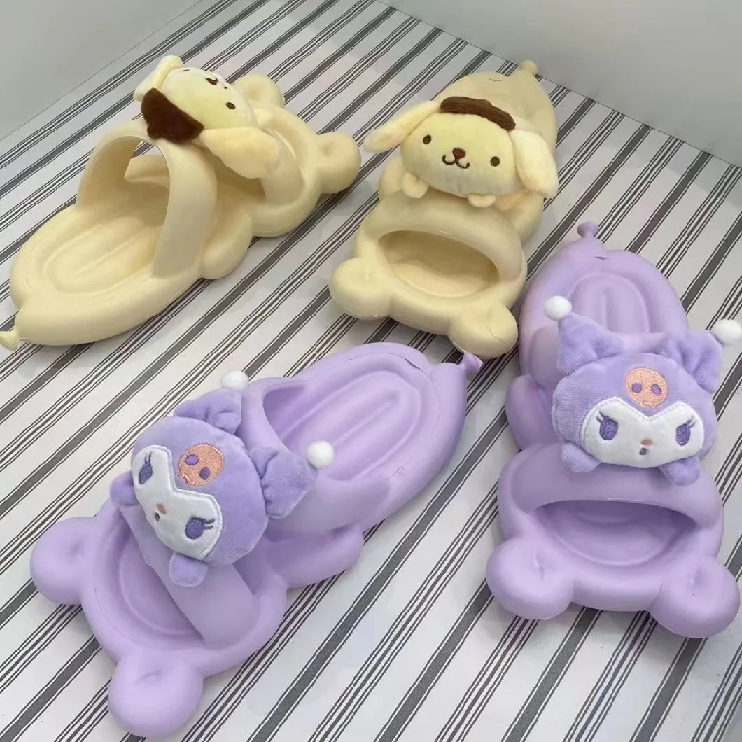 Ruunjoy Sanrio Home Slippers Summer Sanrio Kuromi EVA Slipper Kawaii Sanrio My Melody Soft Slides Slippers with Mini Plush Toys