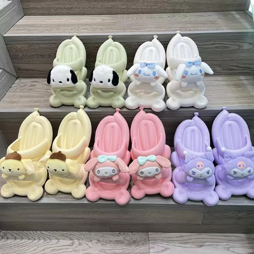Ruunjoy Sanrio Home Slippers Summer Sanrio Kuromi EVA Slipper Kawaii Sanrio My Melody Soft Slides Slippers with Mini Plush Toys