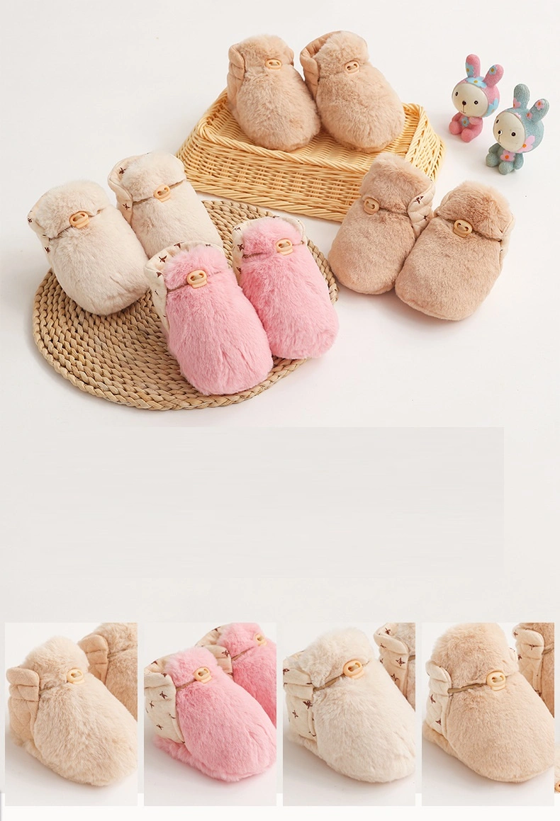 Autumn and Winter Baby Learning Shoes Infant Floor Soft Bottom Hair Hairy Shoes Newborn Plus Velvet Cotton Shoes
