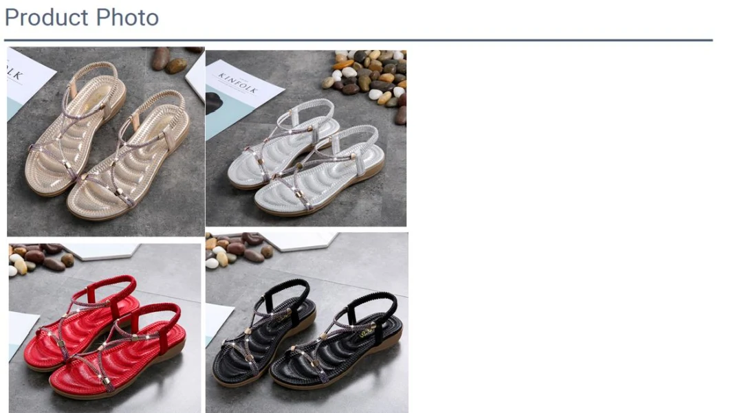 Customize Popular Women Lady Beach Bohemian Flat Sandals Casual Shoes