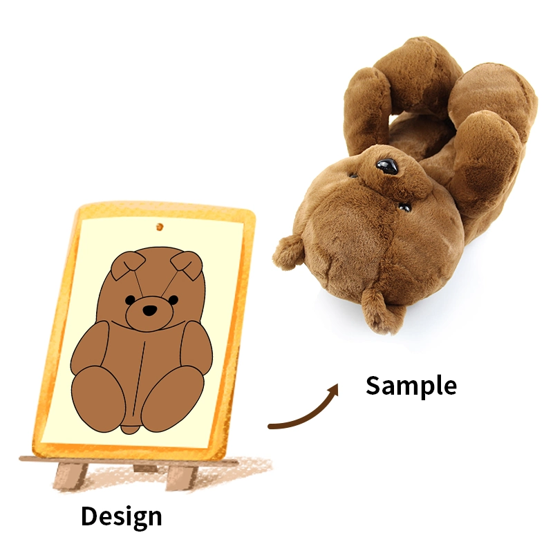 Stuffed Cute Teddy Bear Soft Plush Toys Aniaml Shaped House Indoor Custom Slippers